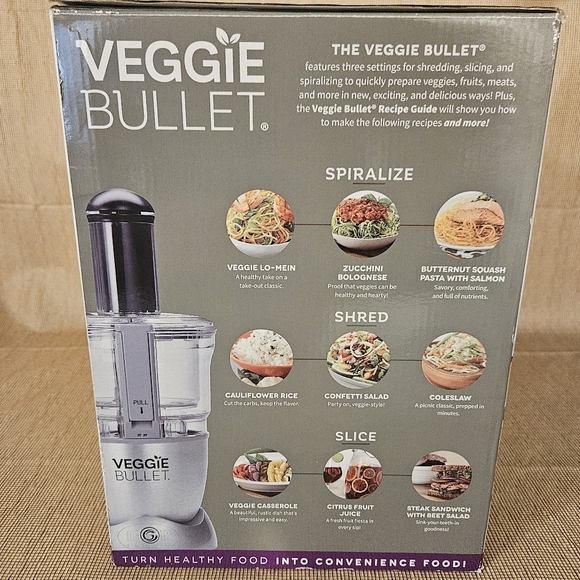 Veggie Bullet 12 piece Set 3 Functions Slice-Shred-Spiralize Food Processor NIB - Picture 10 of 12